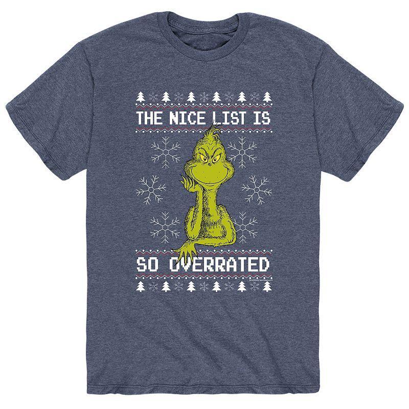 Mens Dr. Seuss The Grinch Overrated Tee Grey Product Image
