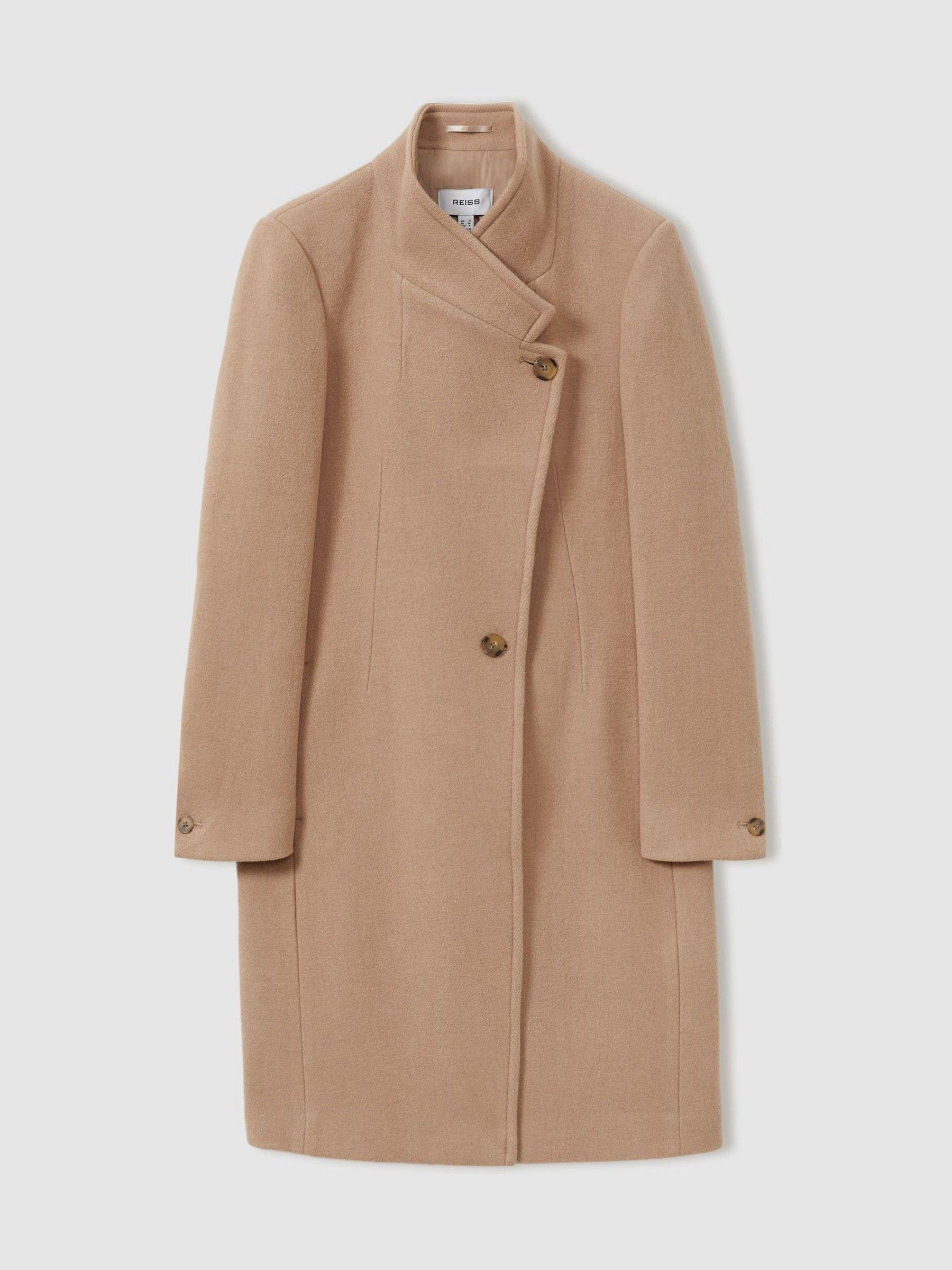 Wool Blend Longline Double Breasted Coat in Light Camel Product Image