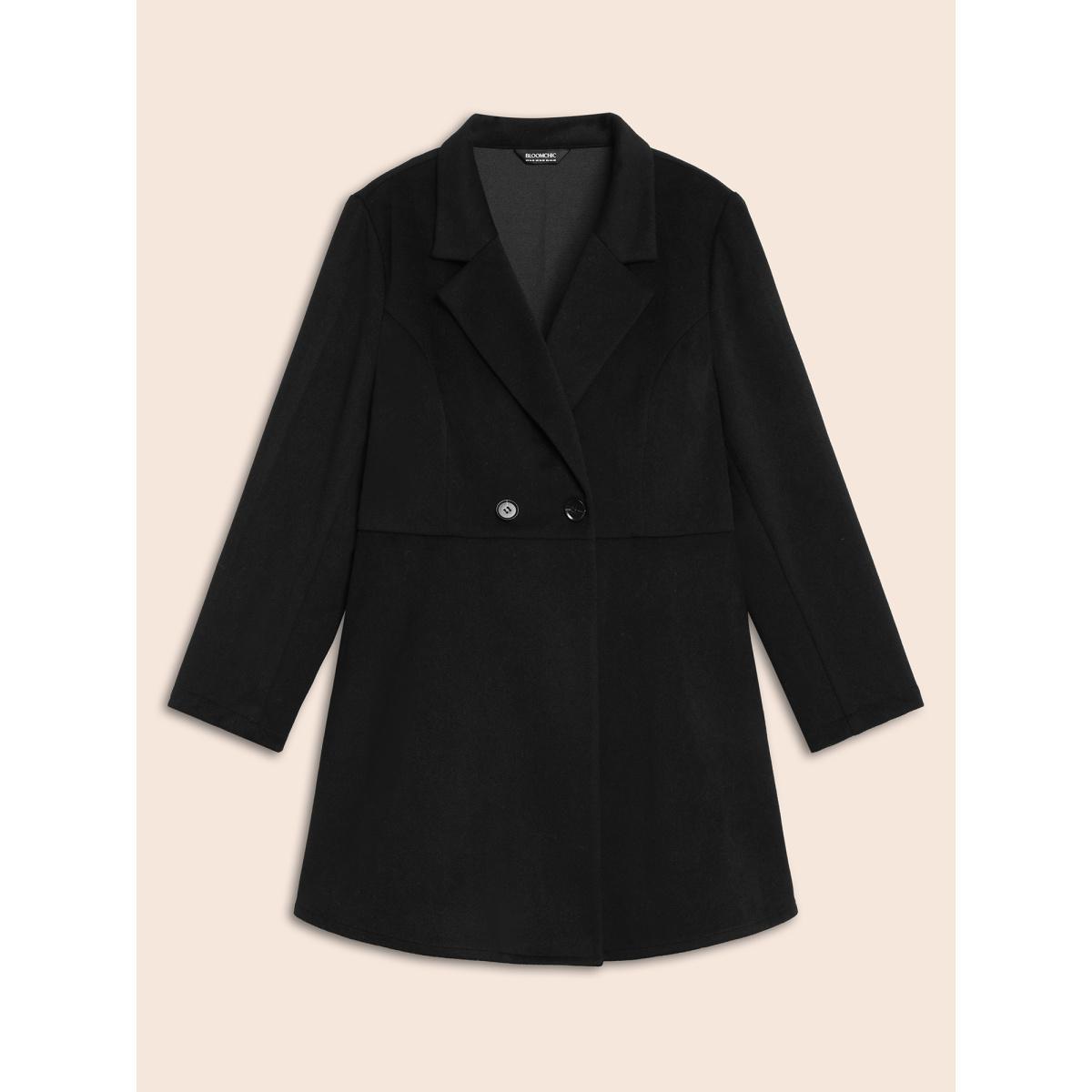 Plus Size Suit Collar Button Up Slightly Stretchy Jacket Women Black Button Bodycon Side seam pocket Everyday Jackets BloomChic 14-16/1X Product Image
