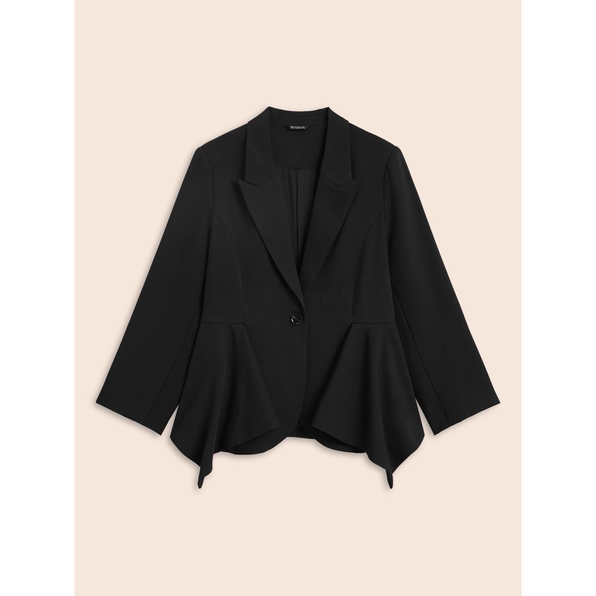 Plus Size Asymmetrical Hemline Design Gothic Jacket Women Black Button Side seam pocket Everyday Jackets BloomChic 12/L Product Image