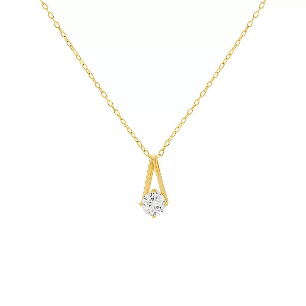 PRIMROSE Sterling Silver Cubic Zirconia Pendant Necklace, Women's, Gold Tone Sterling Product Image