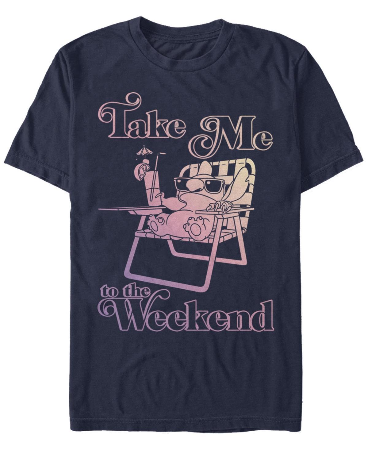 Disneys Lilo & Stitch Take Me To The Weekend Mens Tee Blue Product Image