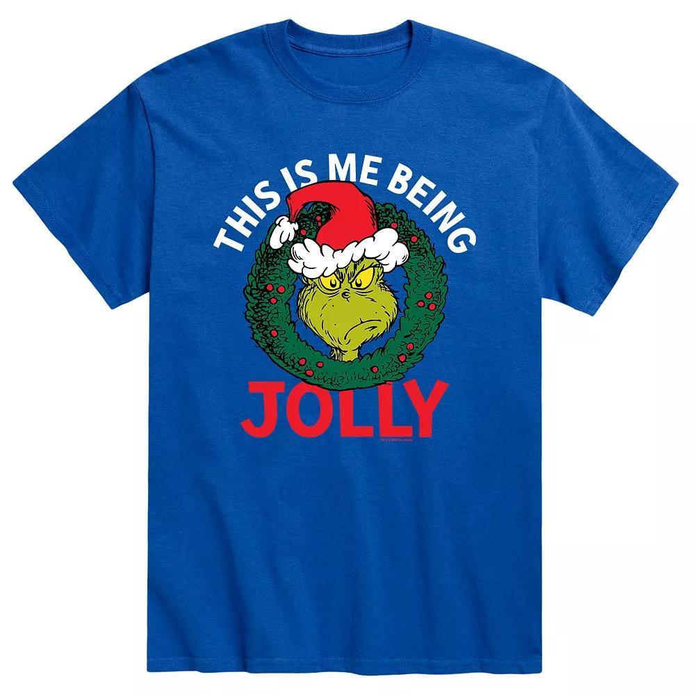 Men's Dr. Seuss The Grinch "This Is Me Being Jolly" Tee, Size: Small, Gray Product Image