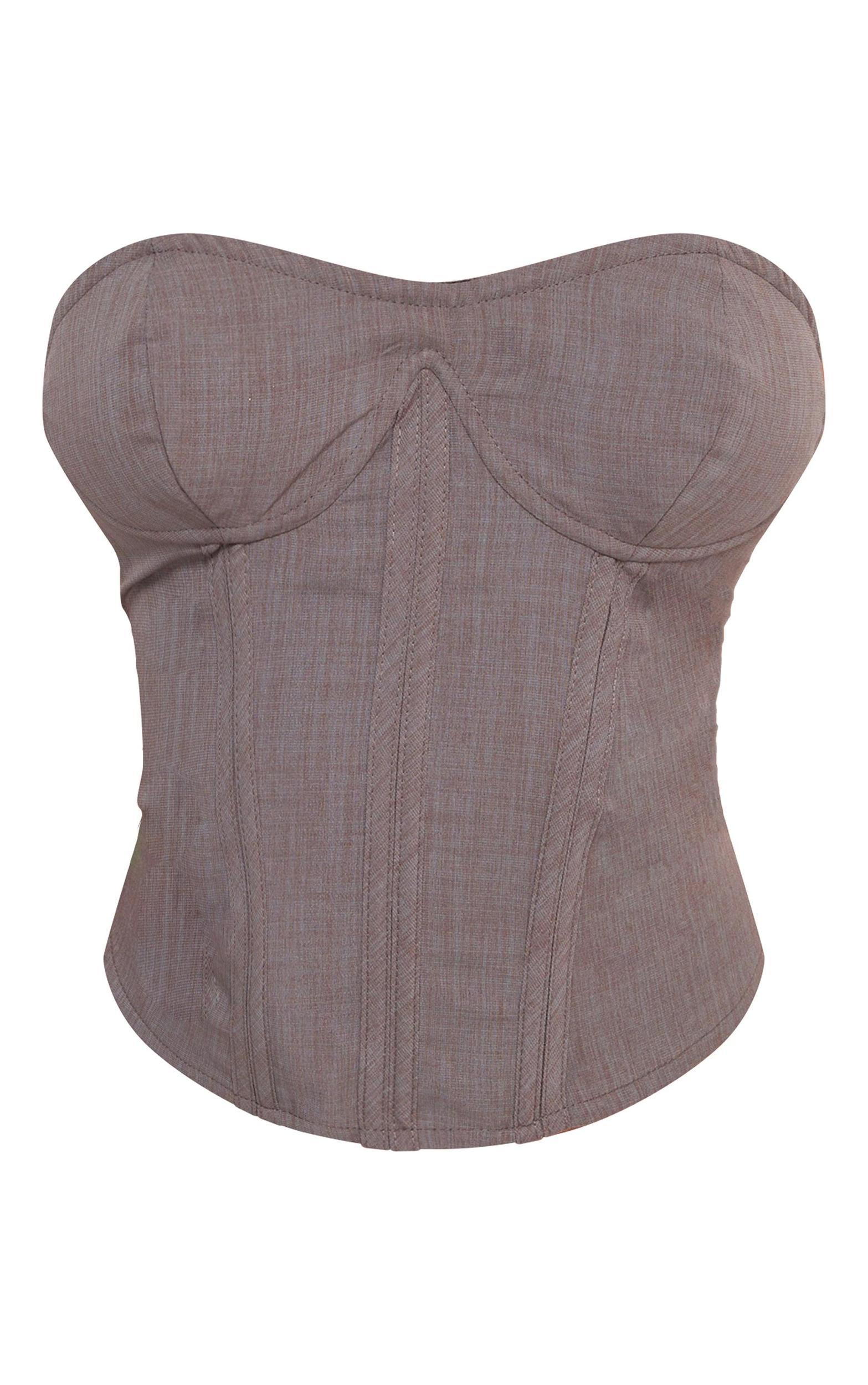 Grey Lace Up Back Cropped Corset Product Image