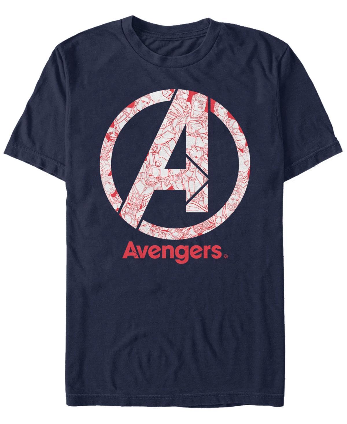 Men's Marvel Avengers Line Art Logo Tee, Size: Medium, Blue Product Image