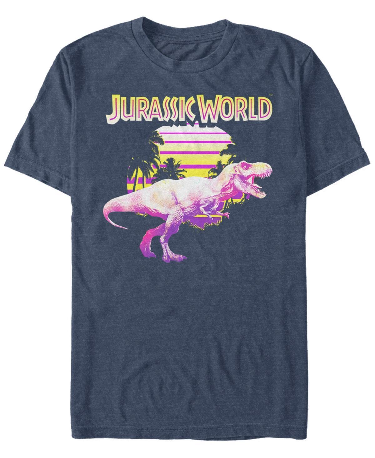 Men's Jurassic World Neon T-Rex Tee, Size: Medium, Navy Grey Product Image