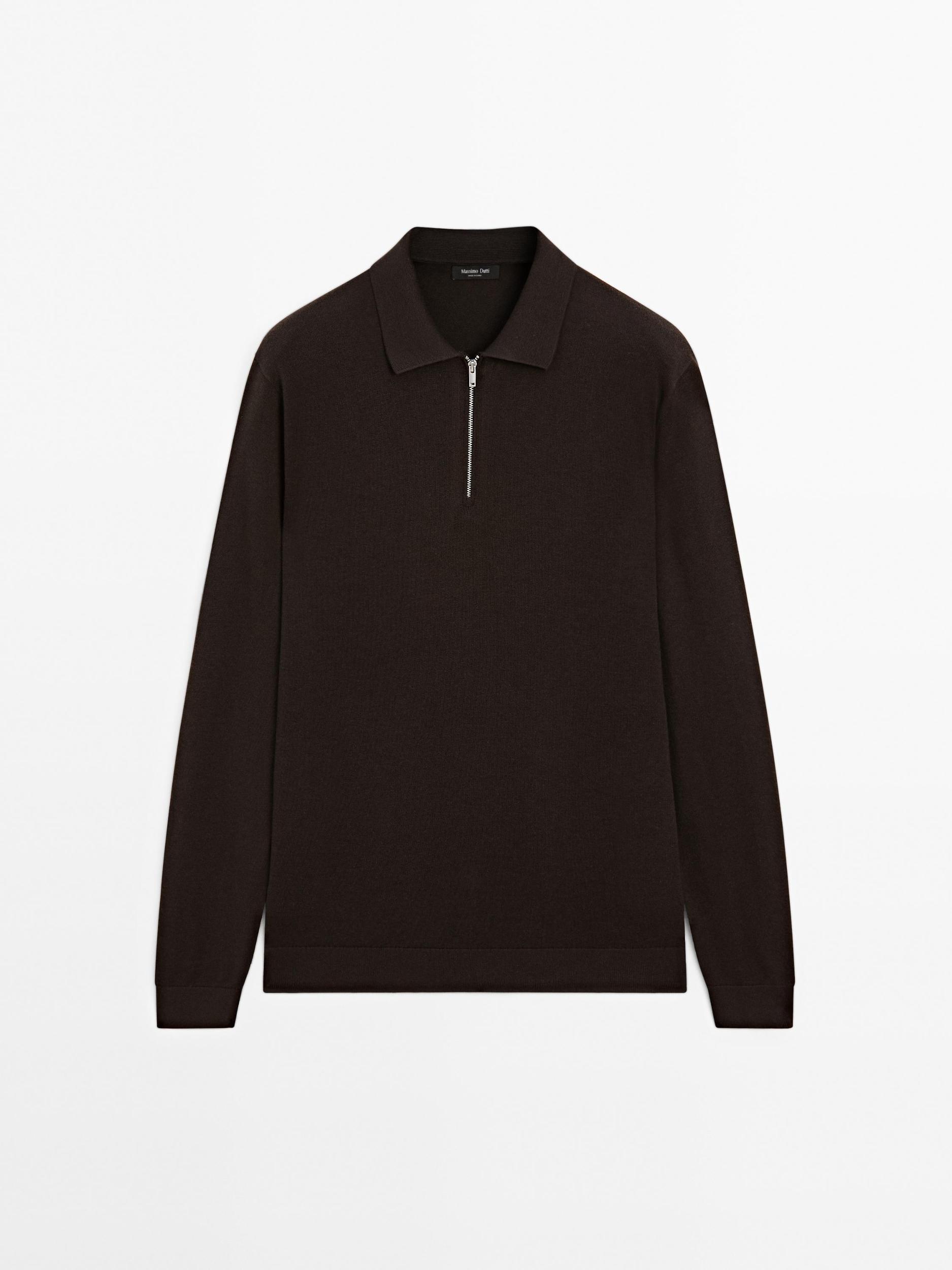 Knit polo sweater with zip Product Image