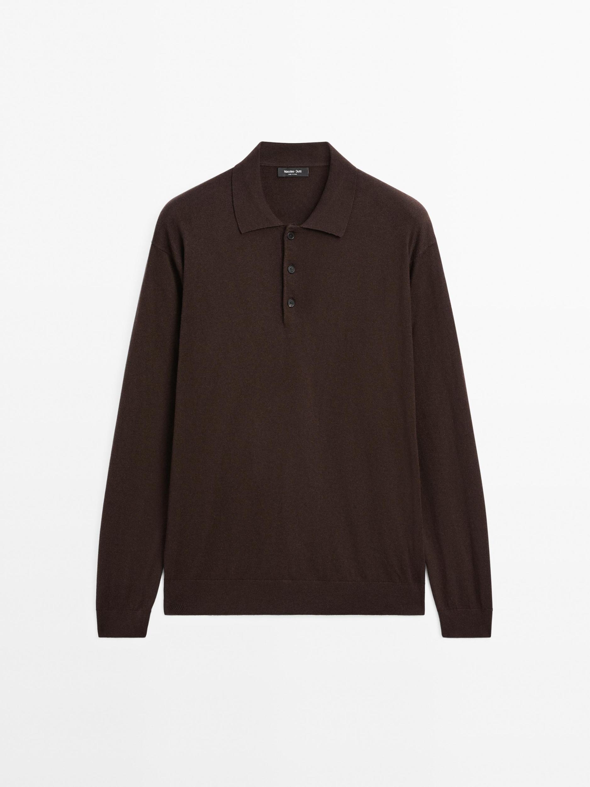 Cotton blend knit polo sweater Product Image