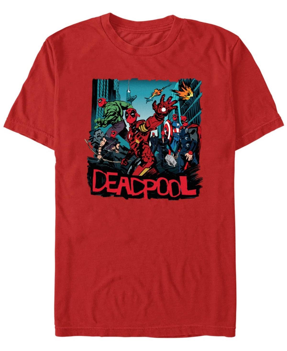 Men's Deadpool And Wolverine Avengers Pose Graphic Tee, Size: Medium, Red Product Image
