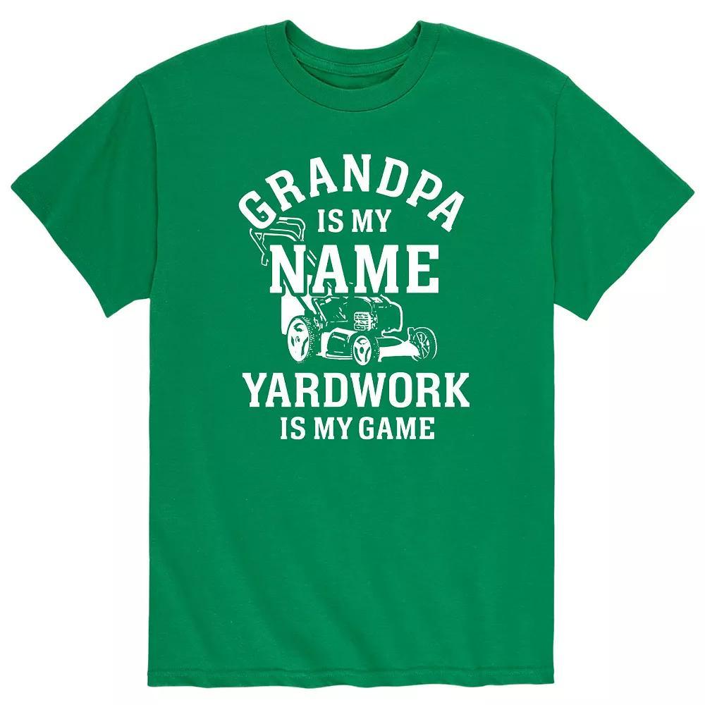 Mens Grandpa Name Yard Work Game Tee Product Image