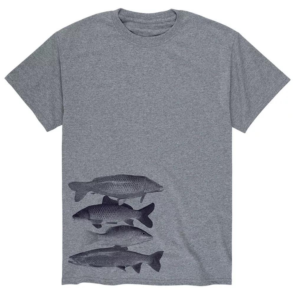 Men's Freshwater Fish Stacked Tee, Size: Medium, Gray Product Image
