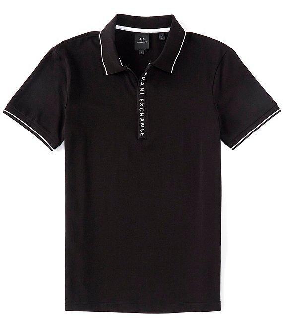 Armani Exchange Slim Fit Zipper Logo Short Sleeve Polo Shirt Product Image