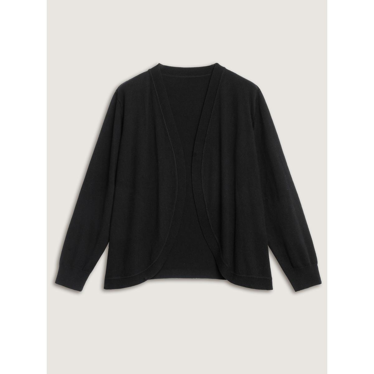 Plus Size Supersoft Arc Swing Front-Open Lightweight Cardigan Black Women Loose Long Sleeve Everyday-Casual Cardigans BloomChic 30/6X Product Image