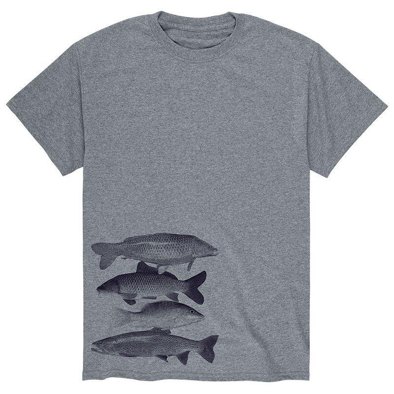 Men's Freshwater Fish Stacked Tee, Size: Medium, Gray Product Image