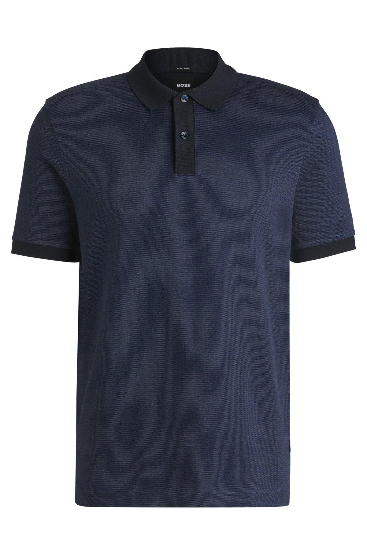 Mercerized-cotton polo shirt with micro pattern Product Image