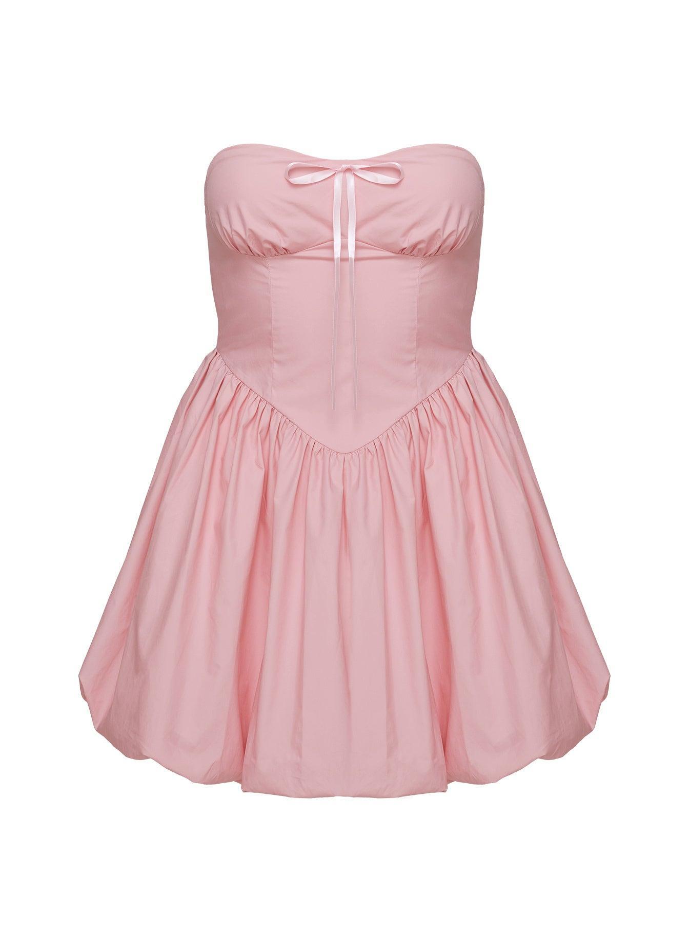 Melaina Bubble Hem Mini Dress Pink Product Image
