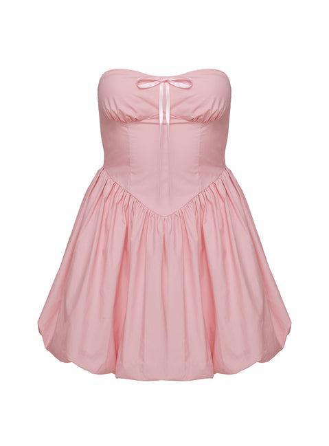 Melaina Bubble Hem Mini Dress Pink Product Image