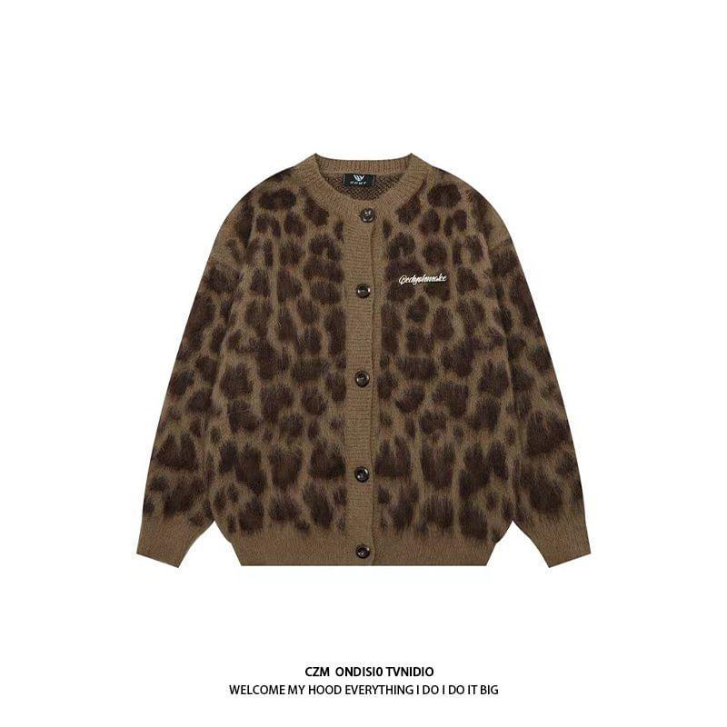 Crew Neck Patterned Cardigan Product Image