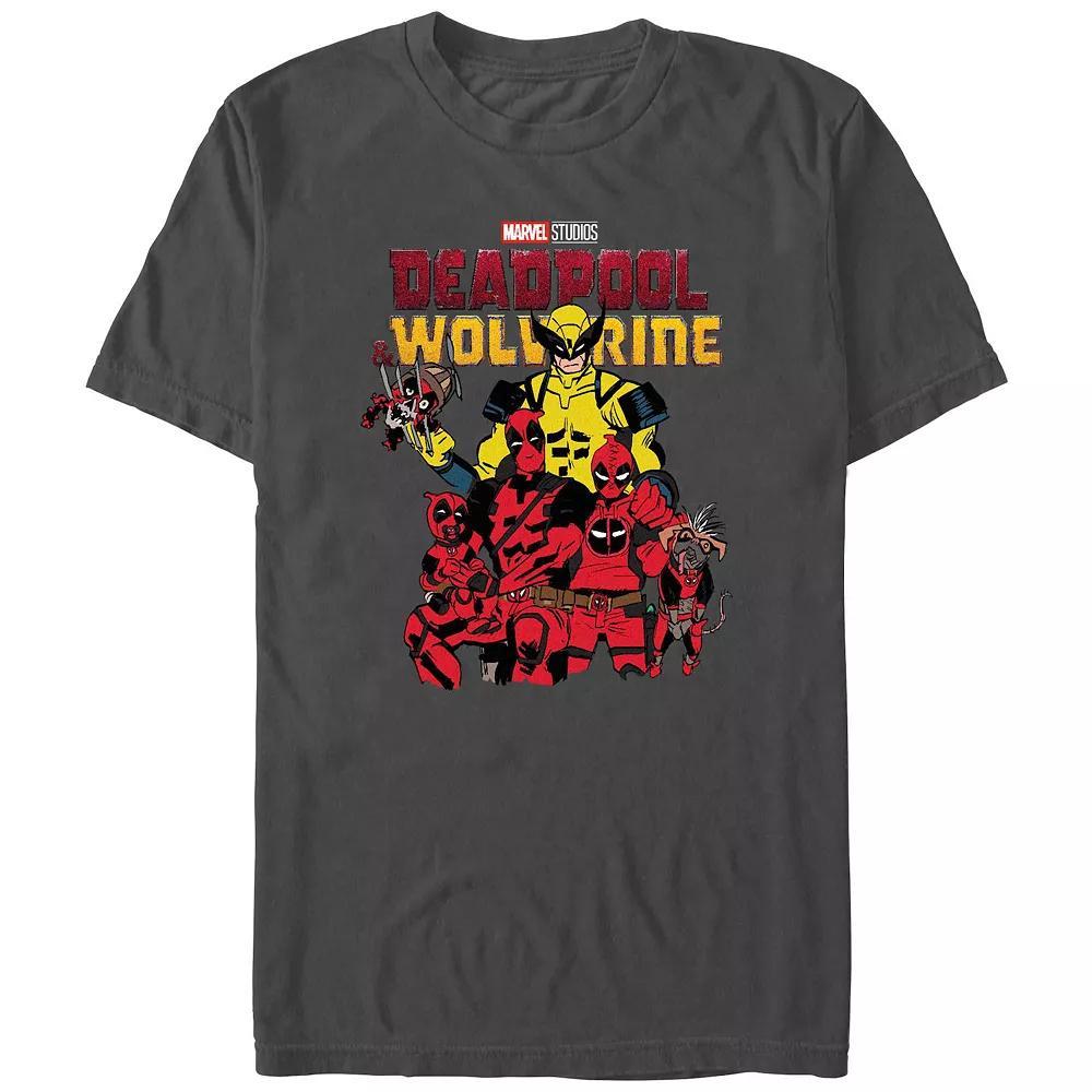 Men's Marvel Deadpool And Wolverine Deadpool Family Poster Graphic Tee, Size: XXL, Grey Product Image