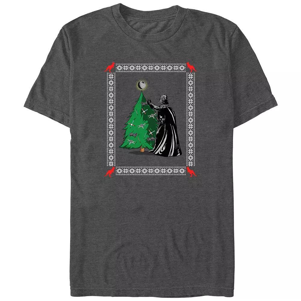 Big & Tall Star Wars Darth Vader Christmas Tree Decorating Graphic Tee, Men's, Size: 3XL Tall, Grey Heather Product Image