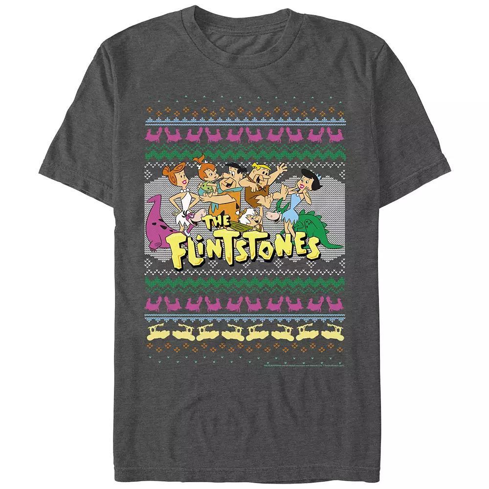 Men's The Flintstones Christmas Sweater Graphic Tee, Size: Large, Grey Heather Product Image