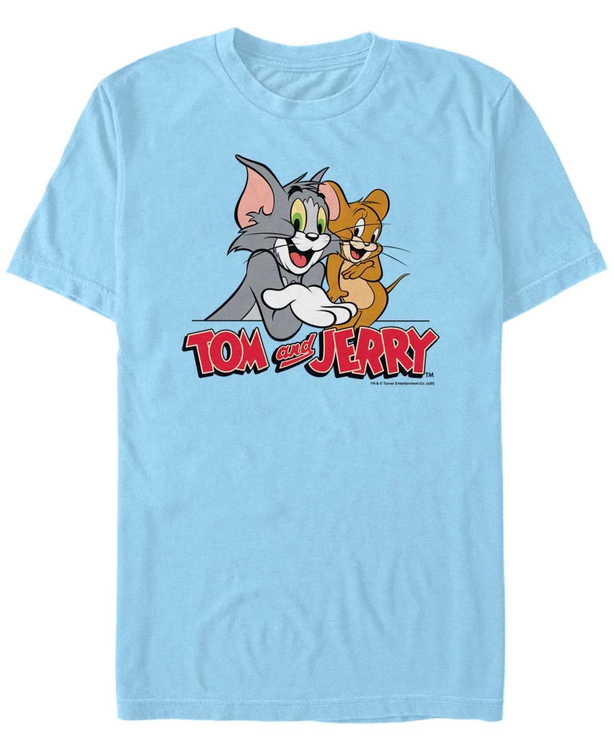 Men's Tom And Jerry Full Color Portrait Logo Tee, Size: Medium, Light Blue Product Image