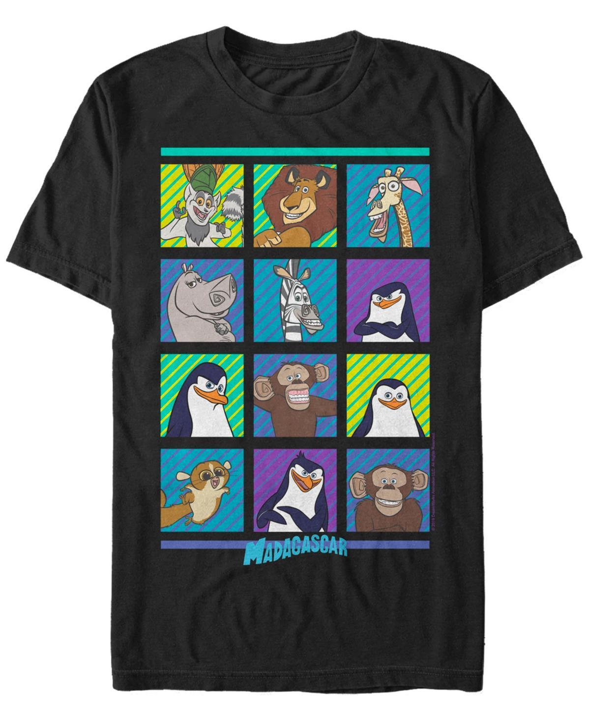 Men's Madagascar Group Shot Bold Panels Poster Graphic Tee, Size: XXL, Black Product Image