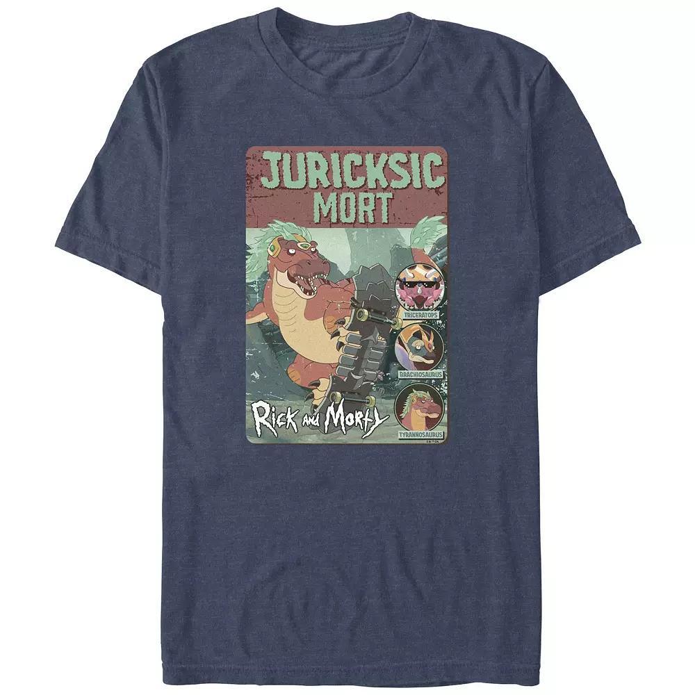Men's Rick And Morty Jurassic Mort Graphic Tee, Size: Large, Navy Grey Product Image
