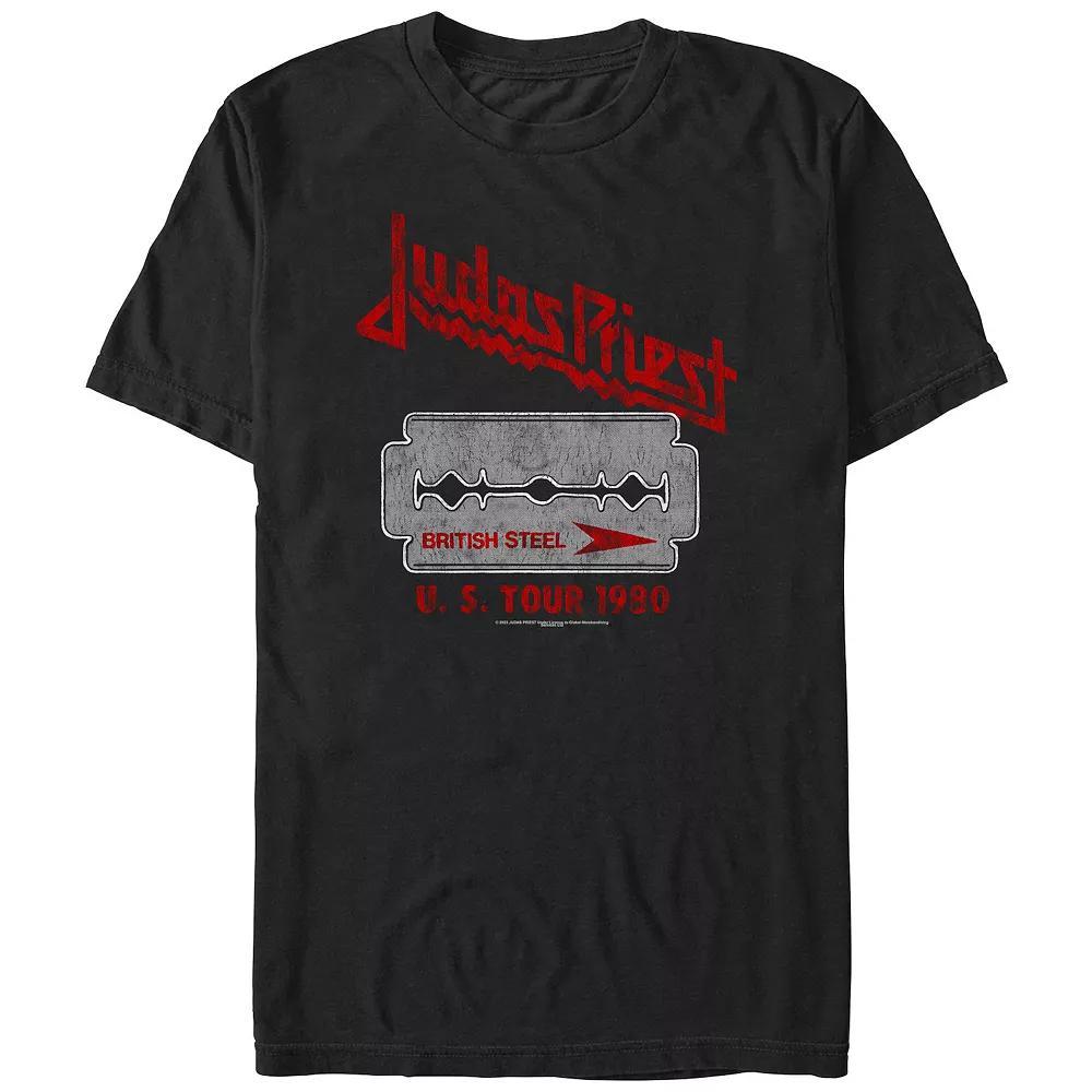 Men's Judas Priest British Steel U.S. Tour 1980 Graphic Tee, Size: Medium, Blue Product Image