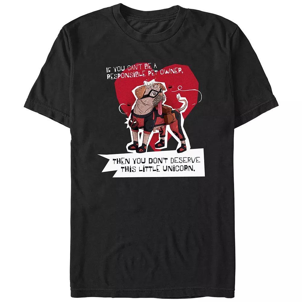 Men's Deadpool And Wolverine Dogpool Little Unicorn Costume Graphic Tee, Size: Medium, Black Product Image