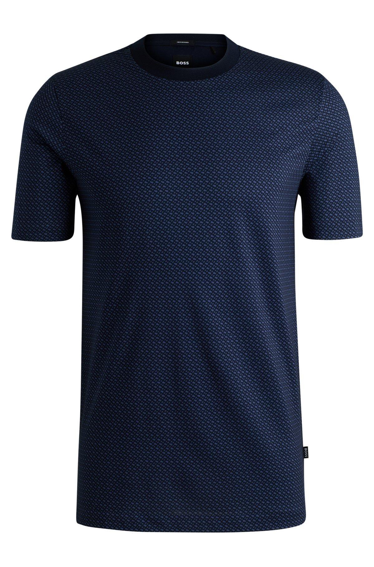 Mercerized-cotton T-shirt with two-tone monogram print Product Image