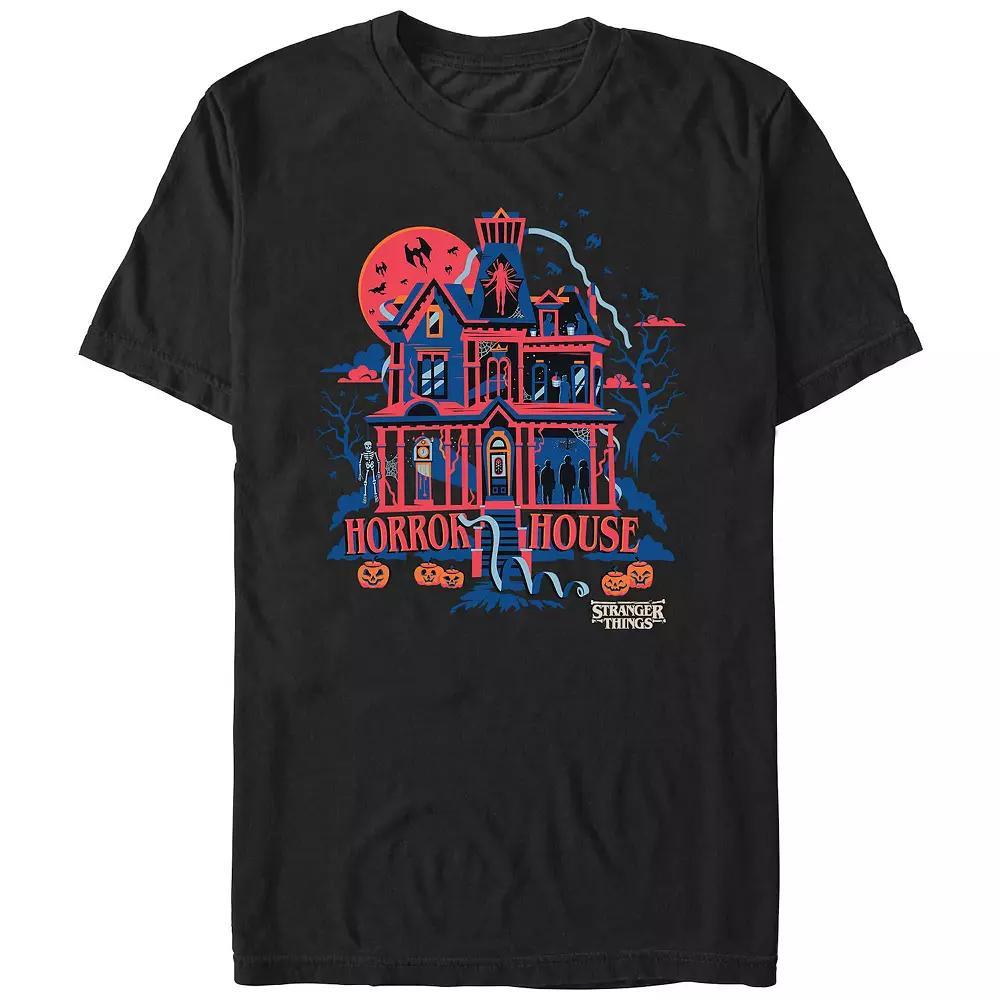 Men's Stranger Things Horror House Graphic Tee, Size: Large, Black Product Image