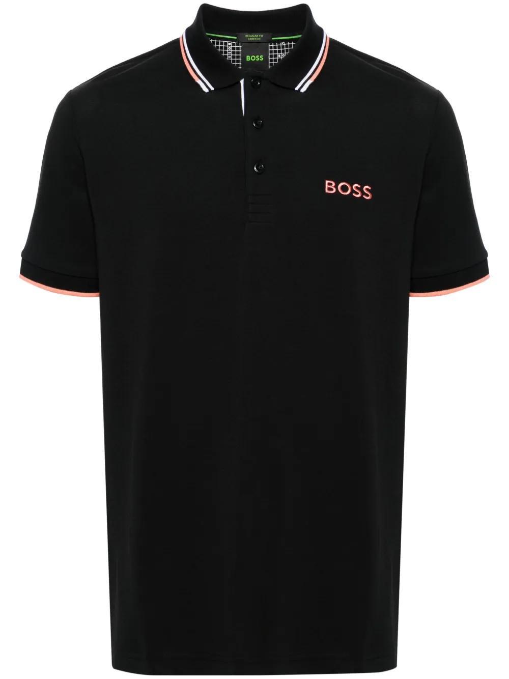 HUGO BOSS Men's Paddy Pro Stretch Pique Polo Shirt, Black In Charcoal Product Image