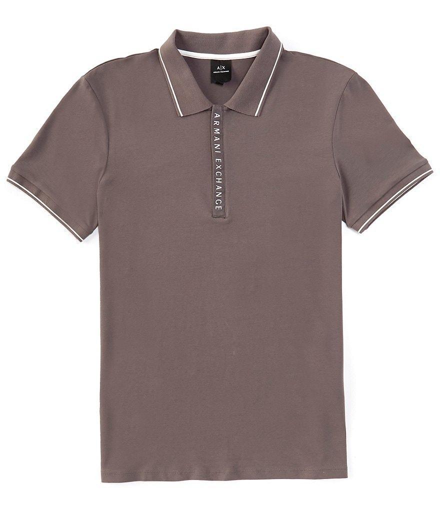 Armani Exchange Slim Fit Zipper Logo Short Sleeve Polo Shirt Product Image
