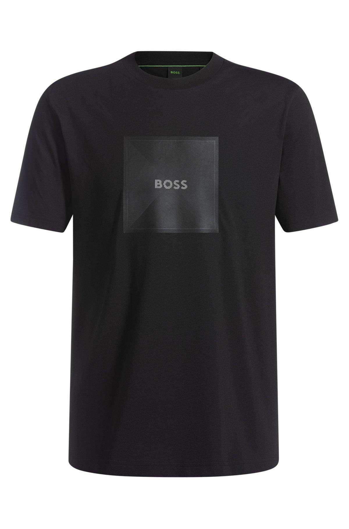 Cotton-jersey T-shirt with fineline logo artwork Product Image