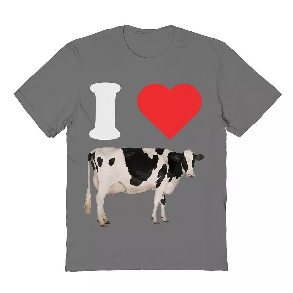 Men's I Heart Cow Valentine's Day Graphic Tee, Size: Medium, Grey Product Image