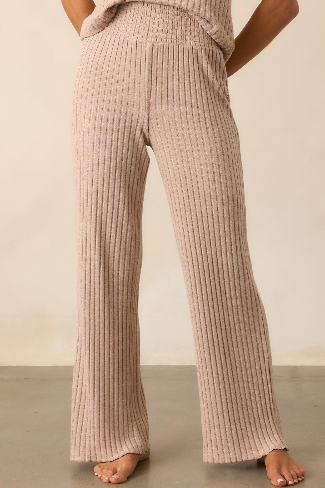 Z Supply Tan Iced Coffee Dawn Smocked Rib Pant Product Image