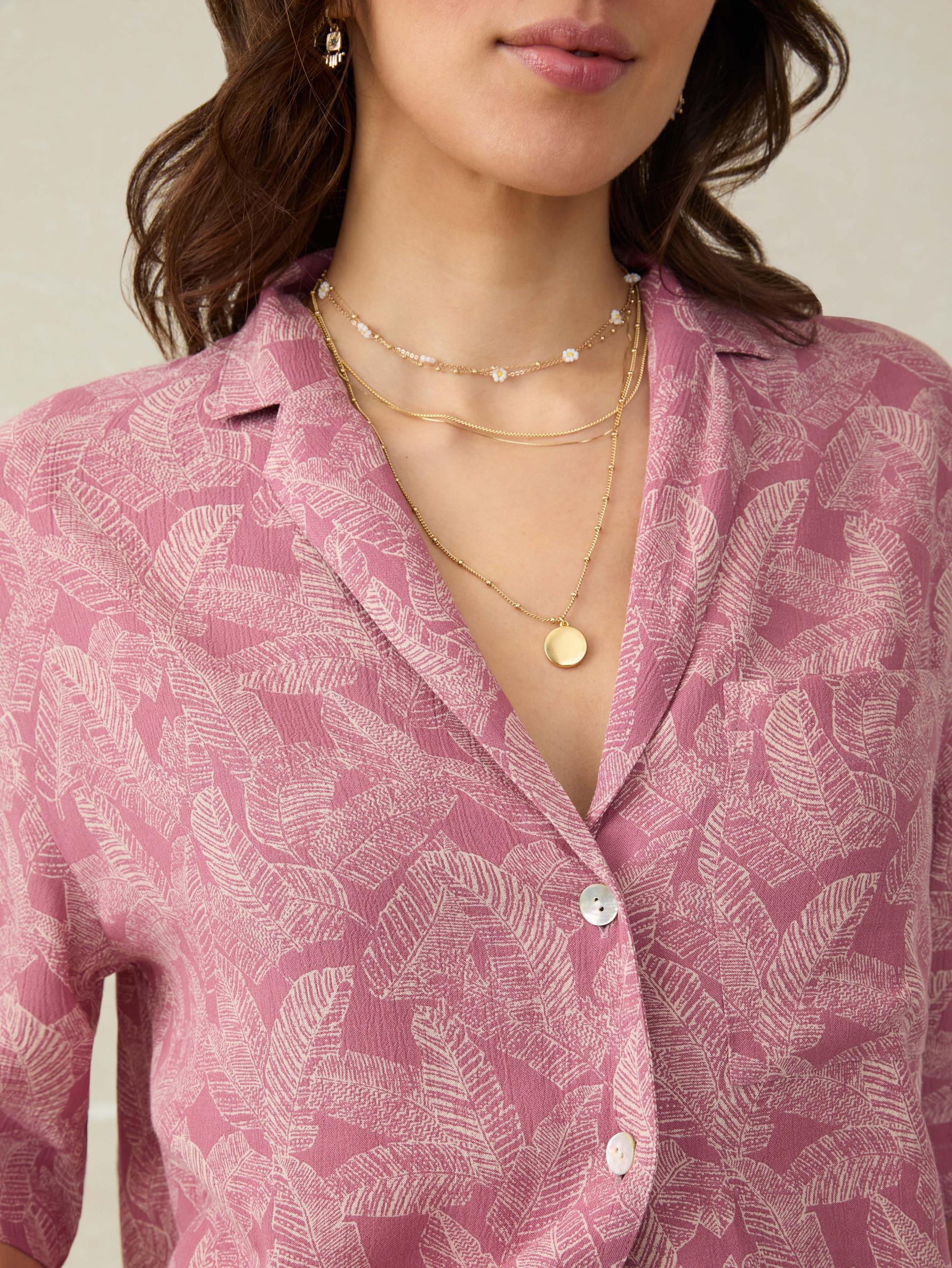 Cabana Short-Sleeve Shirt - Dusty Rose Banana Leaf Female Product Image