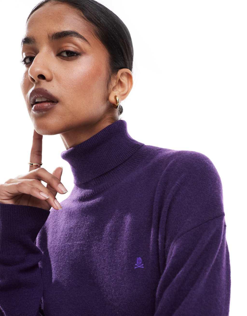 Scalpers joy turtle sweater in dark purple  Product Image