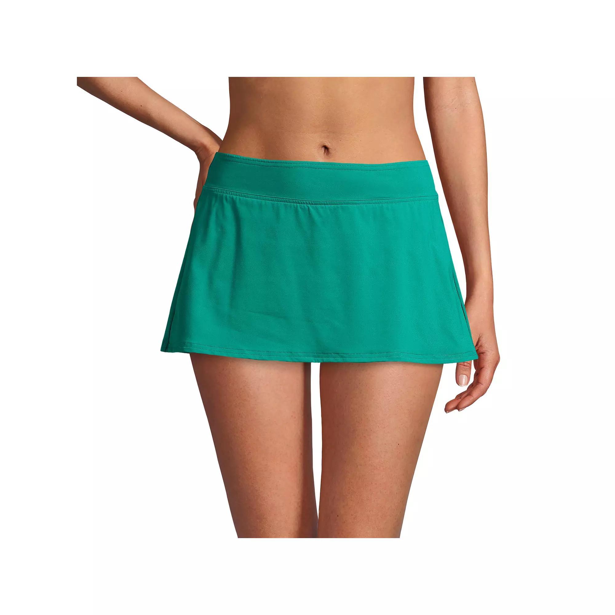 Women's Lands' End UPF 50 Mini Swim Skirt, Size: 4, Island Green Product Image