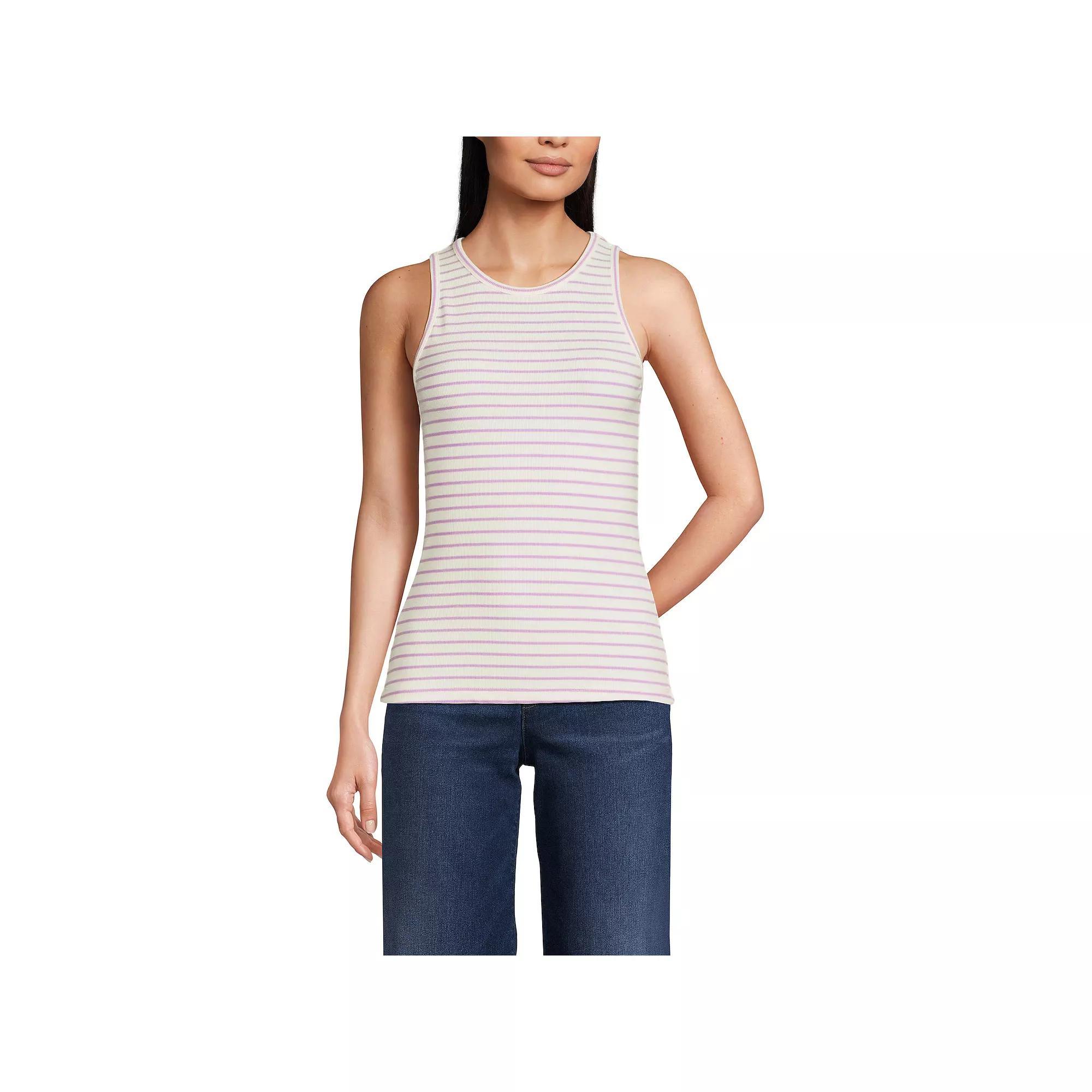 Women's Lands' End Drapey Rib Fitted Tank Top, Size: Medium, Gray Grey Product Image