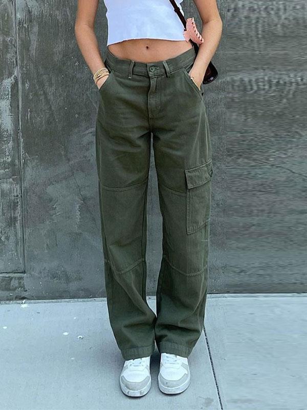 Pocket Patched Straight Cargo Jeans Product Image