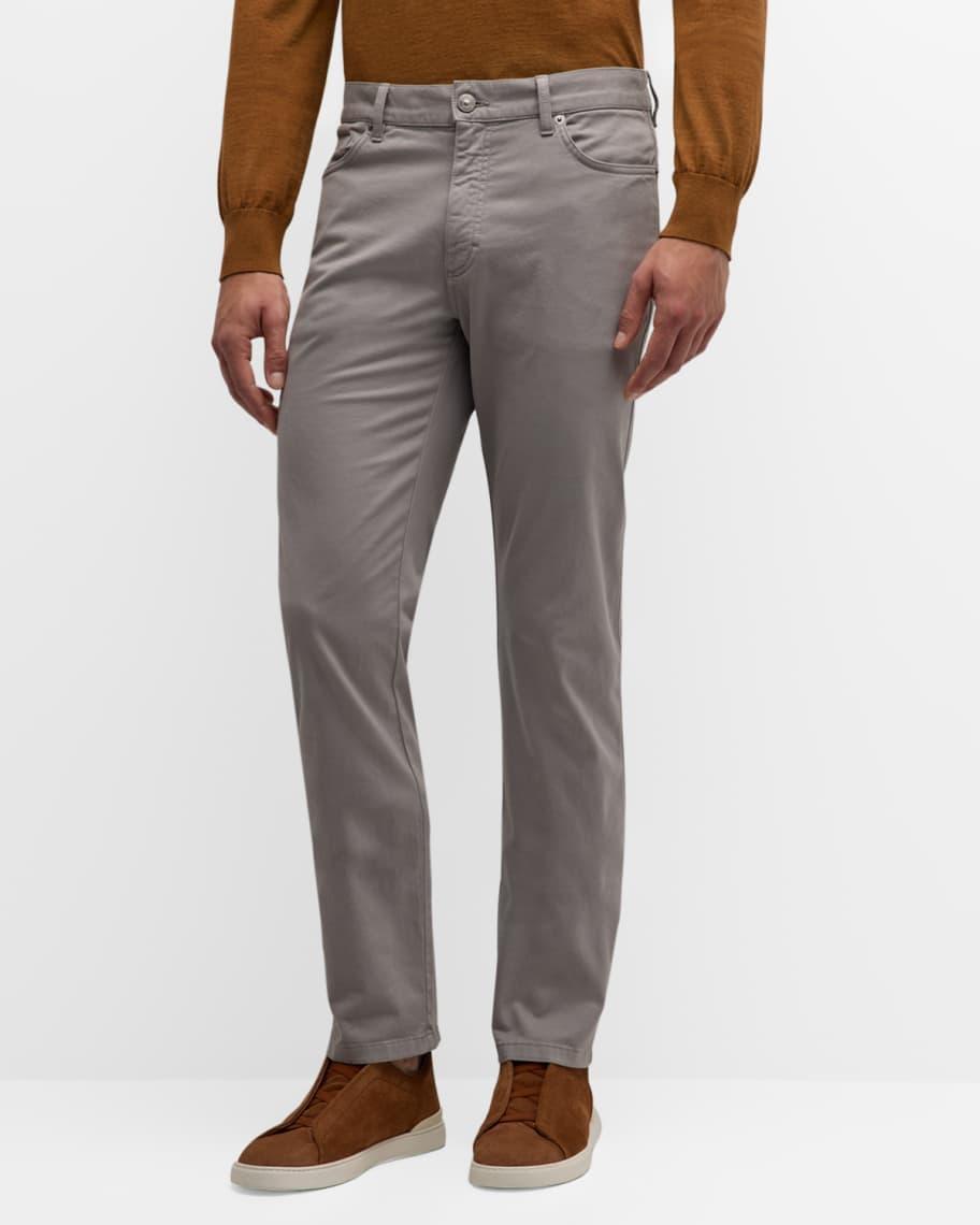 Mens Blue Grey Stretch Gabardine Pants Product Image