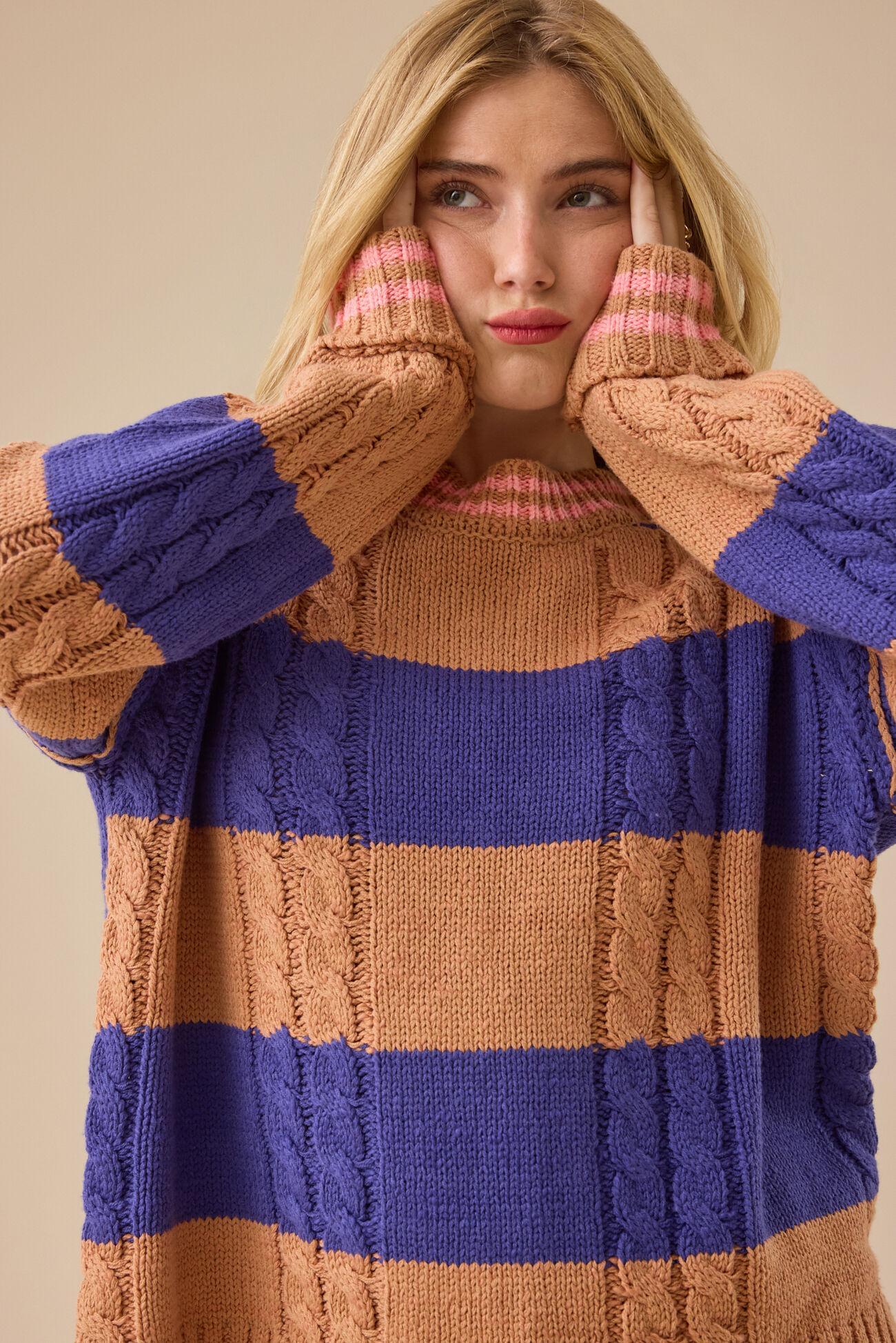 Cece Varsity Stripe Sweater Product Image