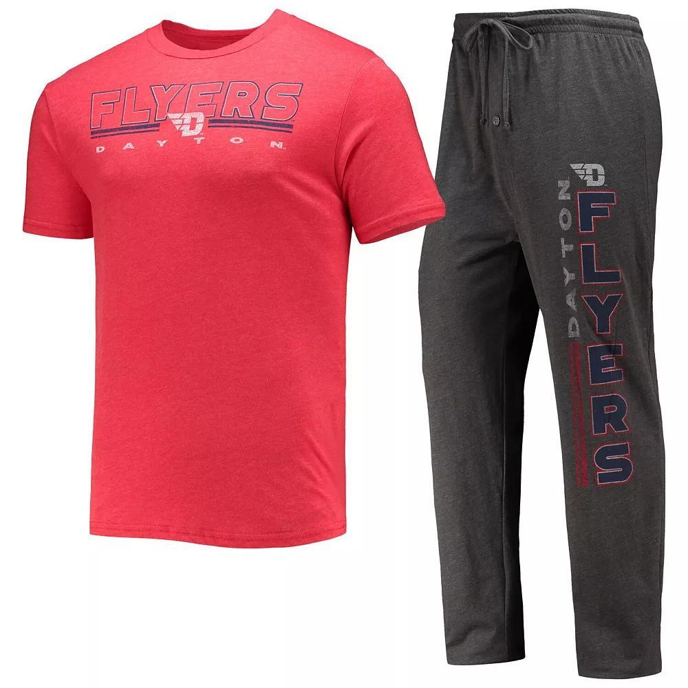 Men's Concepts Sport Heathered Charcoal/Red Dayton Flyers Meter T-Shirt & Pants Sleep Set, Size: Small, Day Charco Product Image