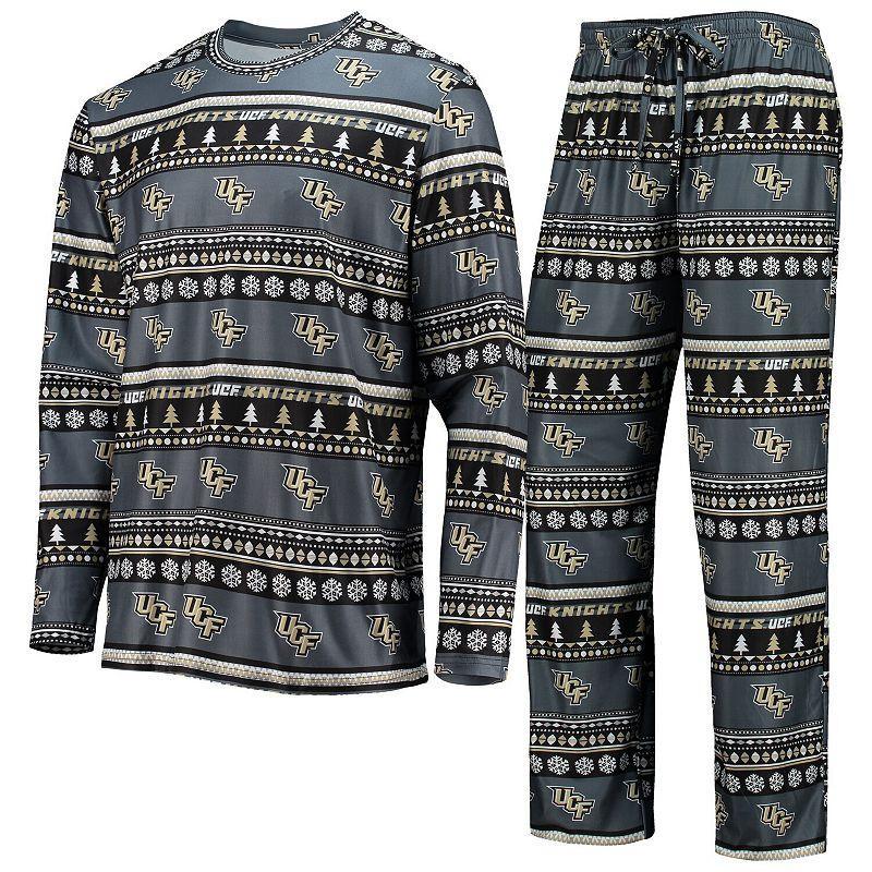 Men's Concepts Sport Charcoal UCF Knights Ugly Sweater Long Sleeve T-Shirt and Pants Sleep Set, Size: Large Product Image