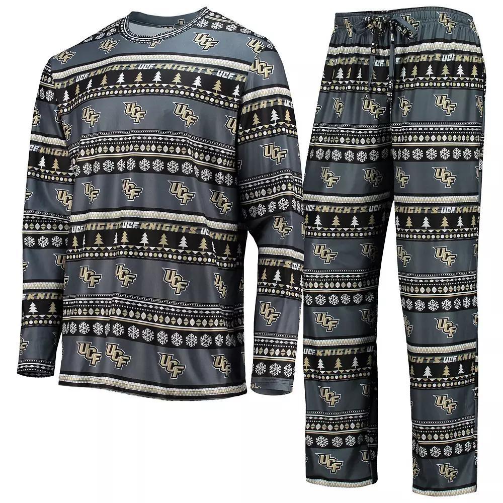 Men's Concepts Sport Charcoal UCF Knights Ugly Sweater Long Sleeve T-Shirt and Pants Sleep Set, Size: Large Product Image