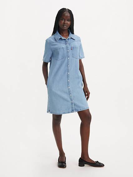 Louisa Short Sleeve Denim Dress Product Image