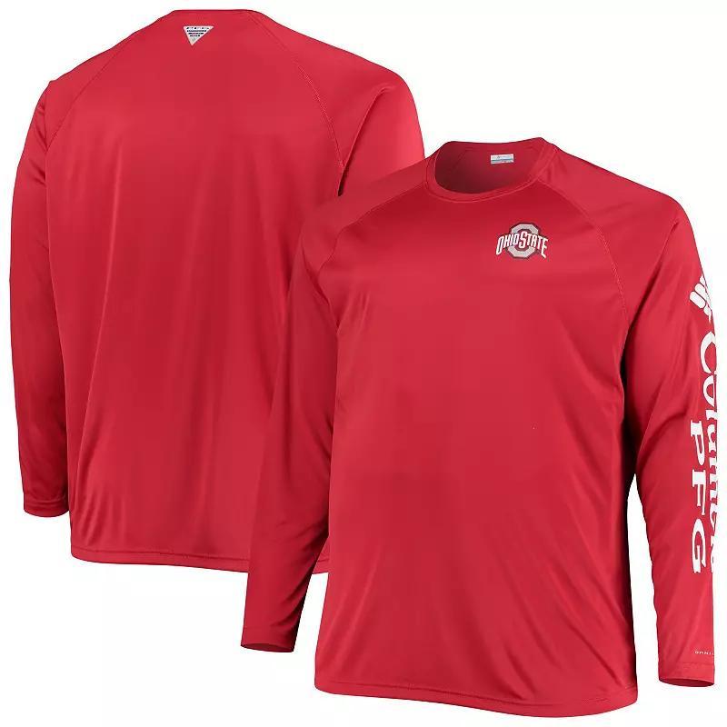 Men's Columbia Scarlet Ohio State Buckeyes Big & Tall Terminal Tackle Raglan Omni-Shade Long Sleeve T-Shirt, Size: 2XB, Red Product Image