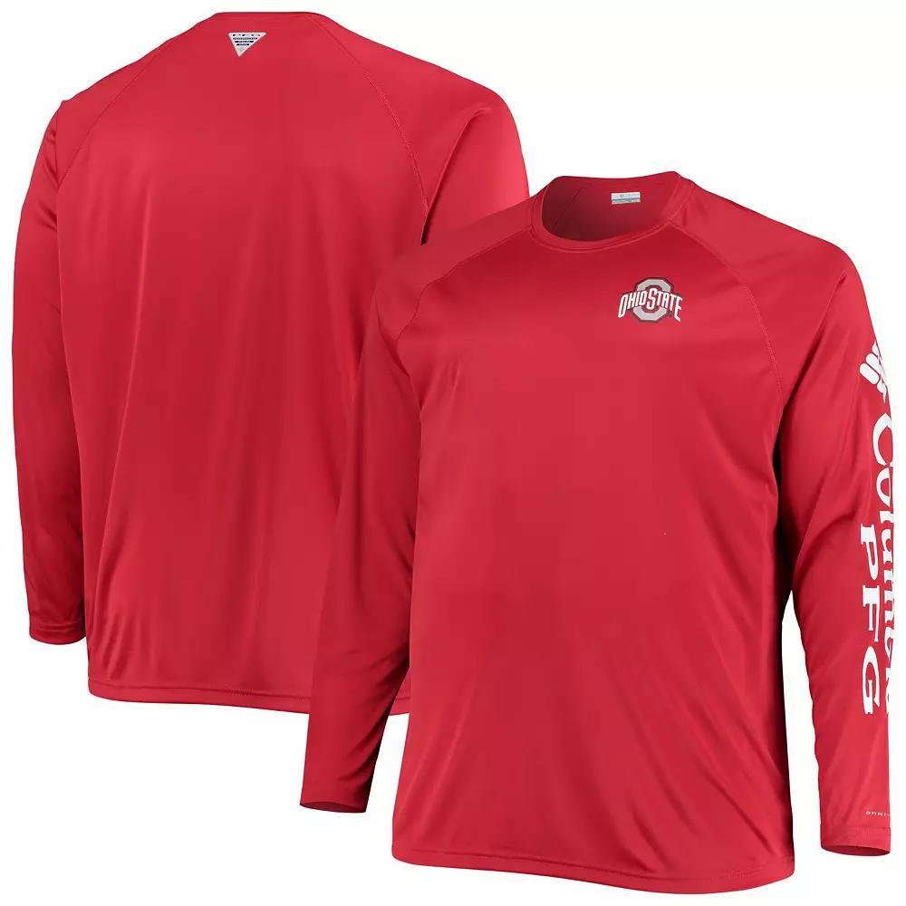 Men's Columbia Scarlet Ohio State Buckeyes Big & Tall Terminal Tackle Raglan Omni-Shade Long Sleeve T-Shirt, Size: 2XB, Red Product Image